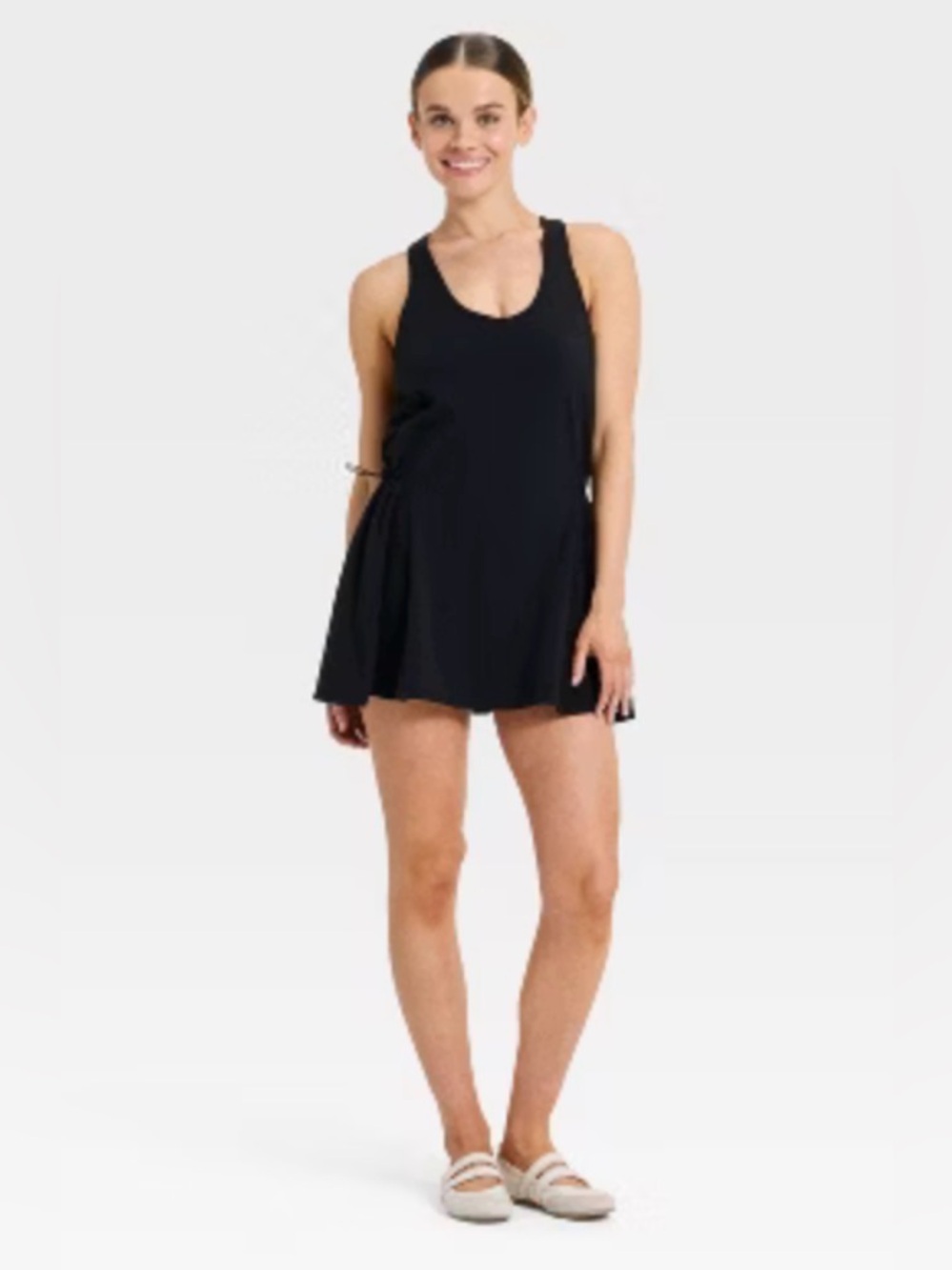 All in Motion Black V-Neck Padded bust shorts dress jumpsuit New - Picture 5 of 5